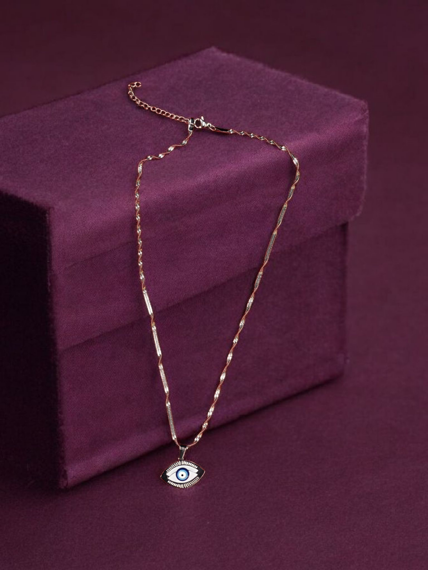 Silver Plated Evil Eye Necklace – Waterproof