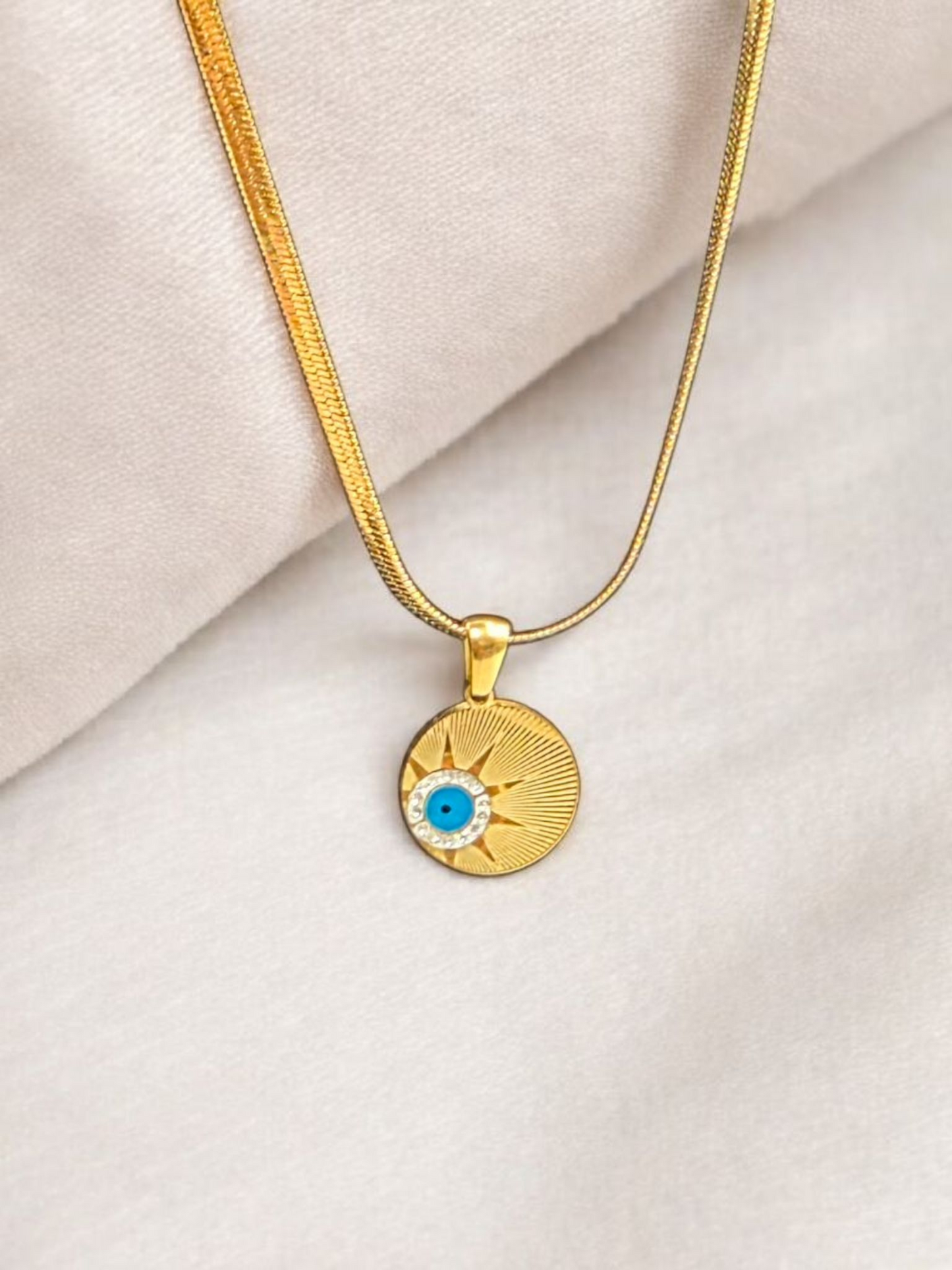 18K Gold-Plated Evil Eye Necklace – Waterproof & Tarnish-Resistant
