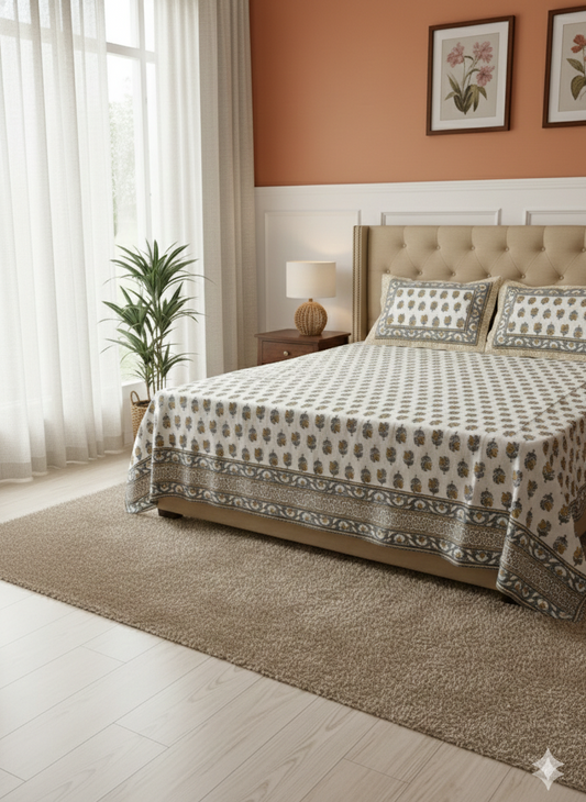 Jaipur 100% Pure Cotton Bedsheet Set