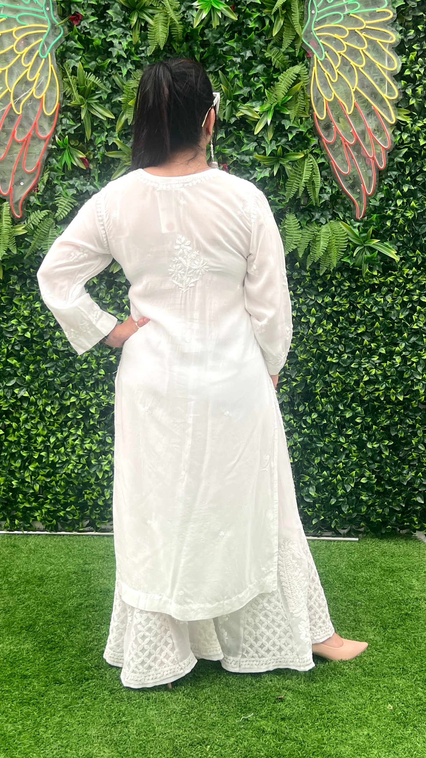 White Modal Kurta Chikankari Handwork