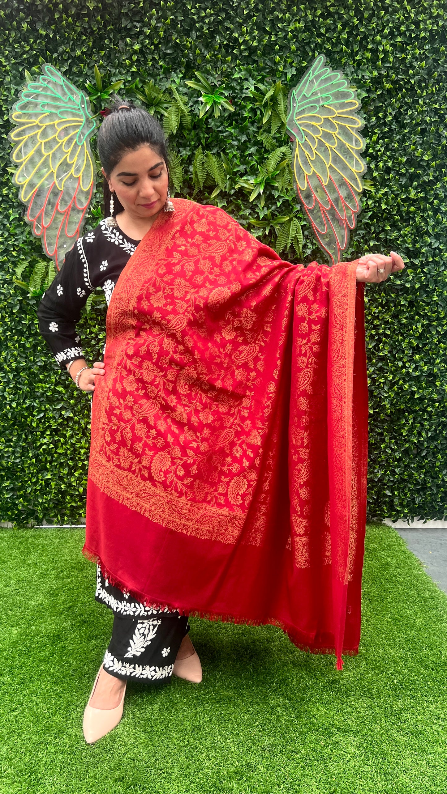 Pure Wool Shawl with Zari Work