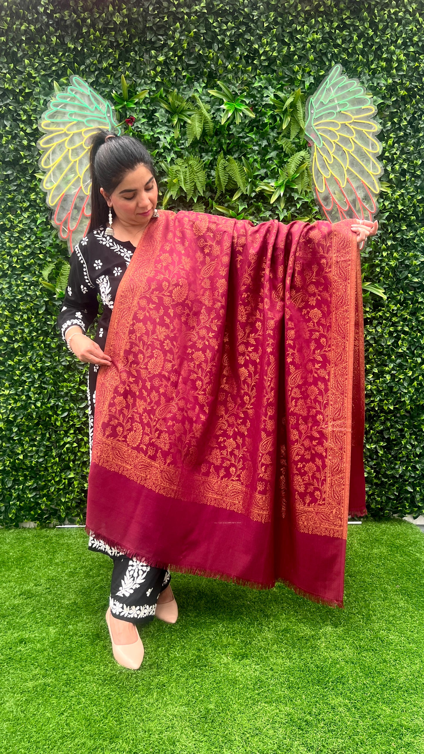 Pure Wool Shawl with Zari Work