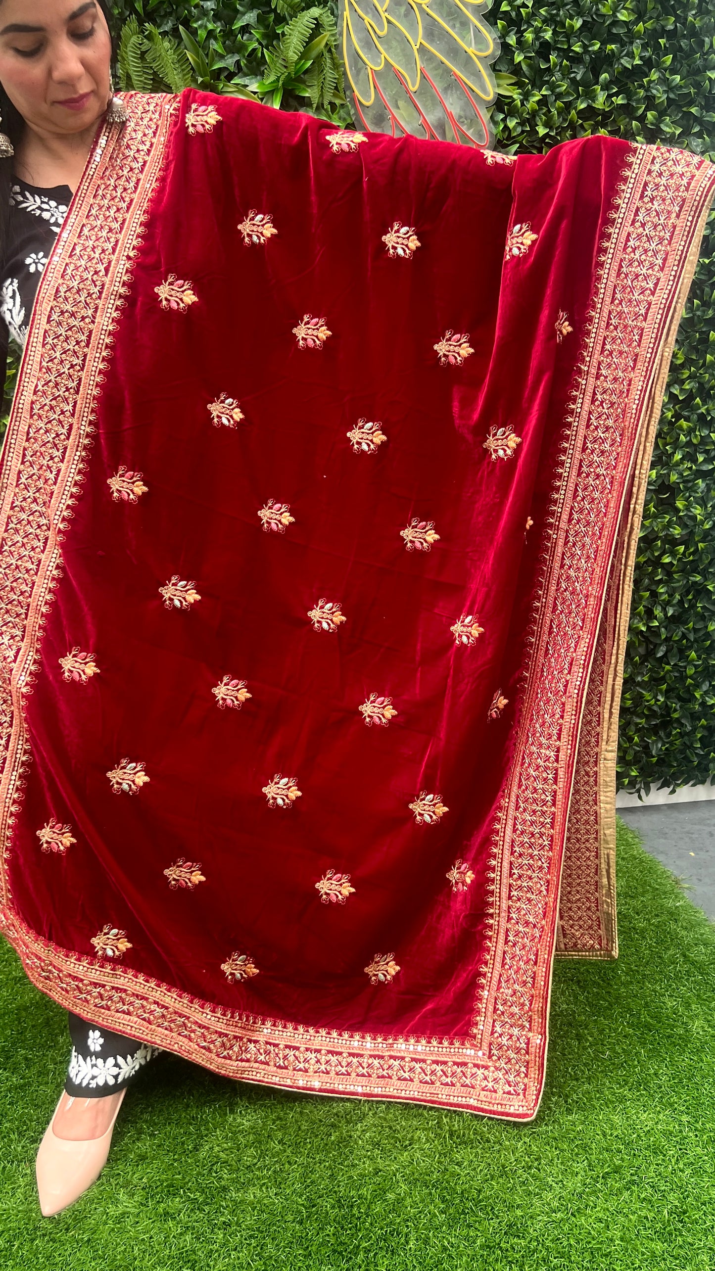 Luxurious Velvet Shawl with intricate detailing