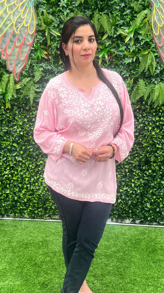 Chikankari Modal Short Kurti