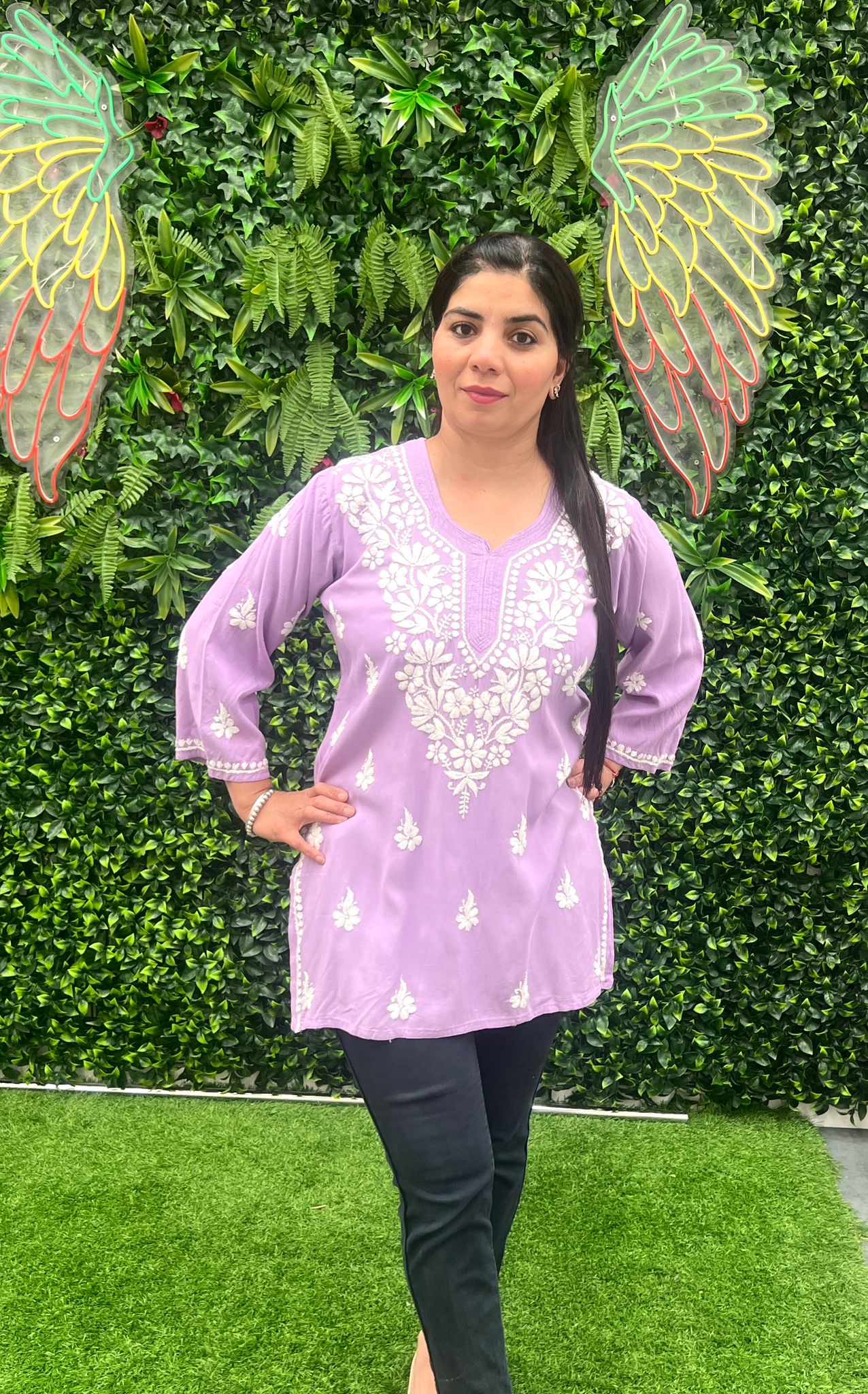 Chikankari Hand Embroidery Short Kurti
