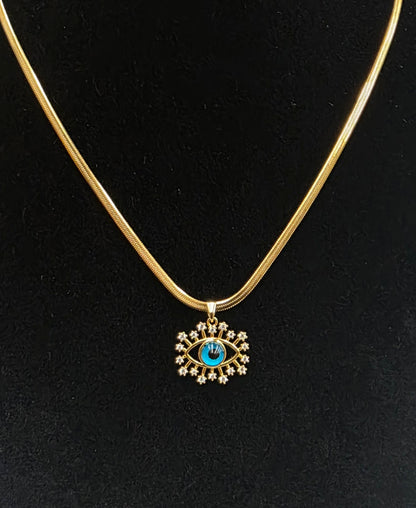 18K Gold-Plated Evil Eye Necklace – Waterproof & Tarnish-Resistant