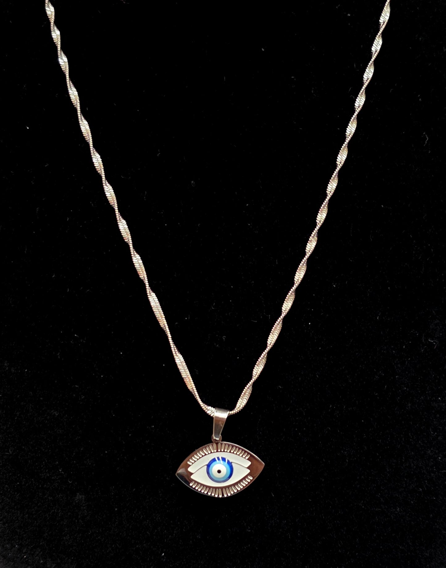 Silver Plated Evil Eye Necklace – Waterproof
