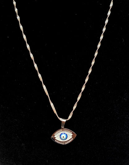 Silver Plated Evil Eye Necklace – Waterproof