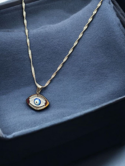 Silver Plated Evil Eye Necklace – Waterproof