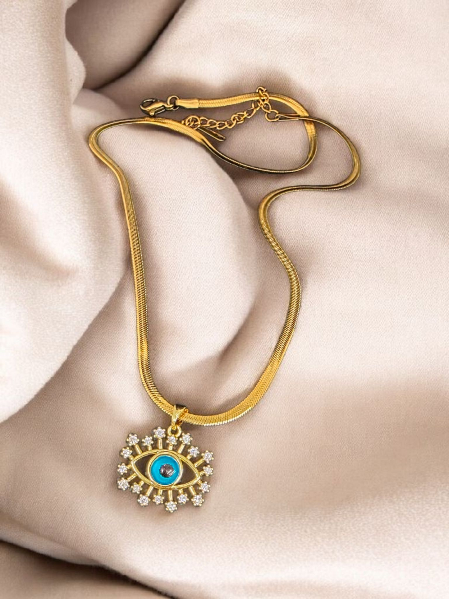 18K Gold-Plated Evil Eye Necklace – Waterproof & Tarnish-Resistant