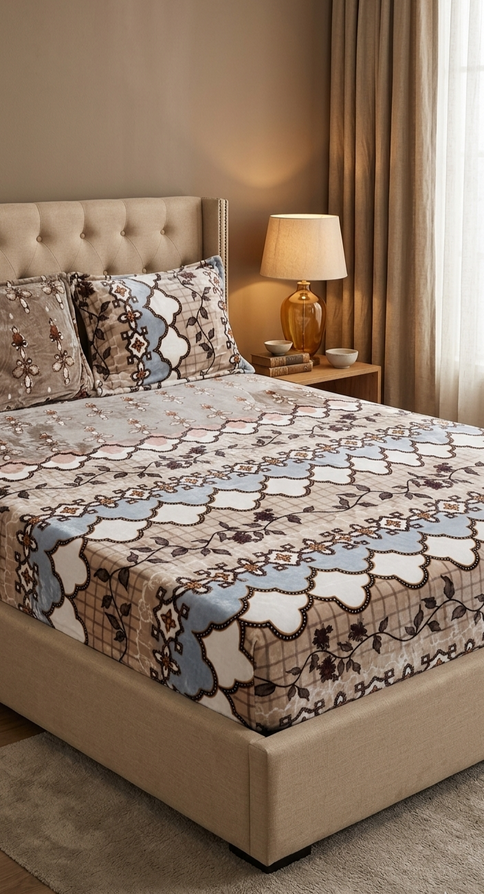Fitted Plush Warm BedSheet - Queen Size
