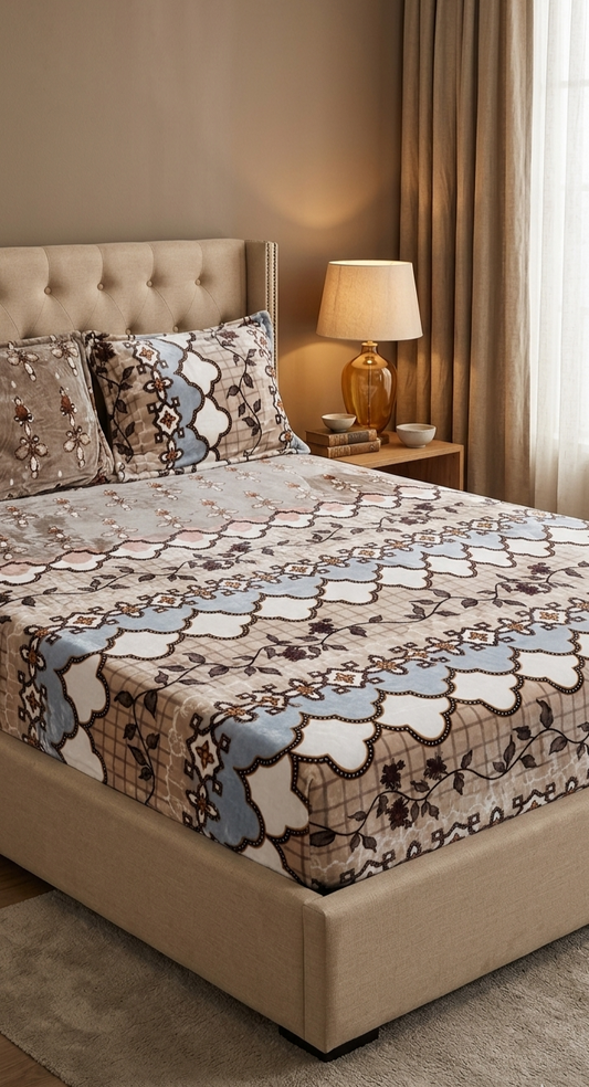 Fitted Plush Warm BedSheet - Queen Size