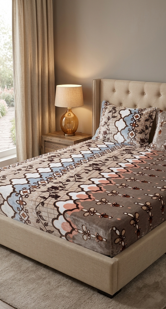 Fitted Plush Warm BedSheet - Queen Size