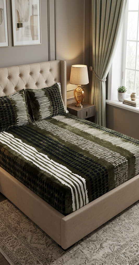 Fitted Plush Warm BedSheet - Queen Size