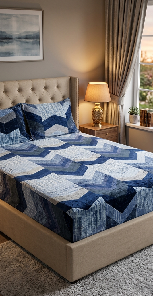 Fitted Plush Warm BedSheet - Queen Size
