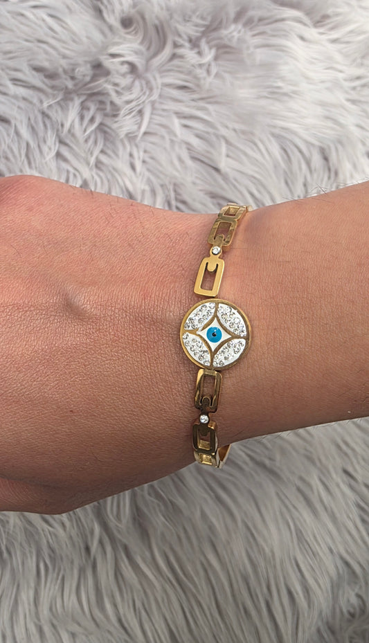Evil Eye Cuff Bracelet – 18K Gold Plated, Waterproof & Hypoallergenic