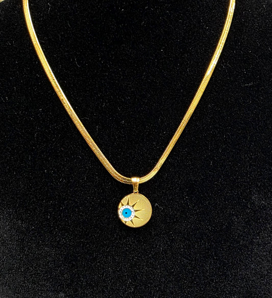 18K Gold-Plated Evil Eye Necklace – Waterproof & Tarnish-Resistant