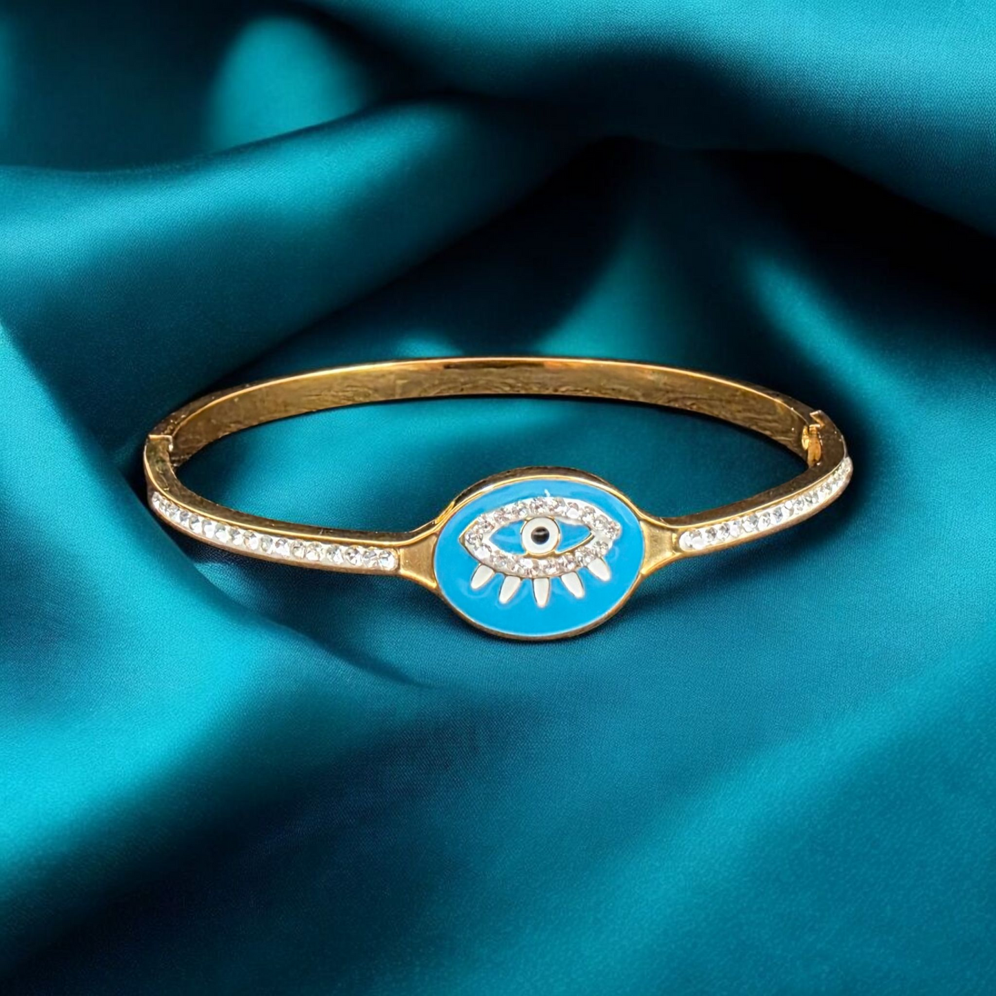 Turquoise Evil Eye Cuff Bracelet – 18K Gold Plated, Waterproof & Hypoallergenic