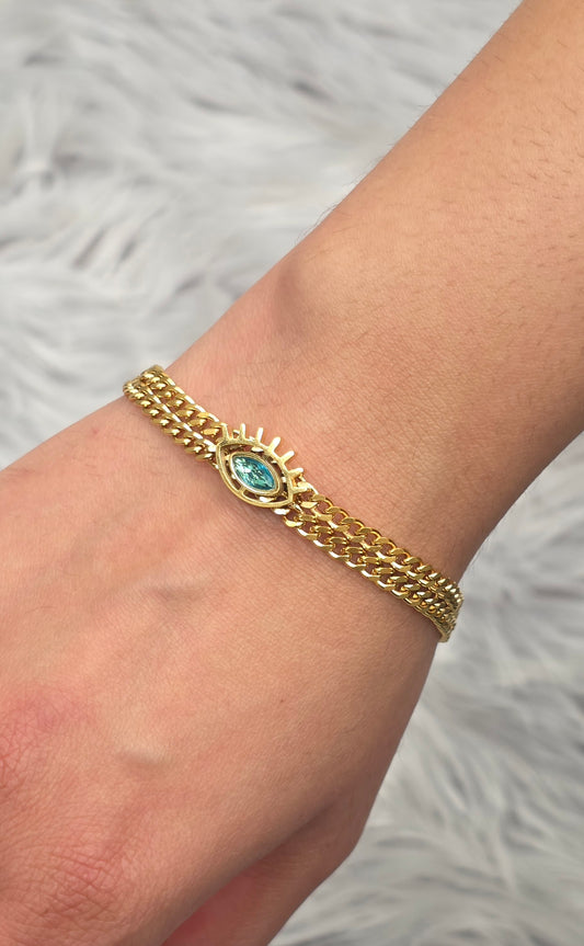 Chain Link Bracelet Blue – 18K Gold Plated, Waterproof &amp; Hypoallergenic