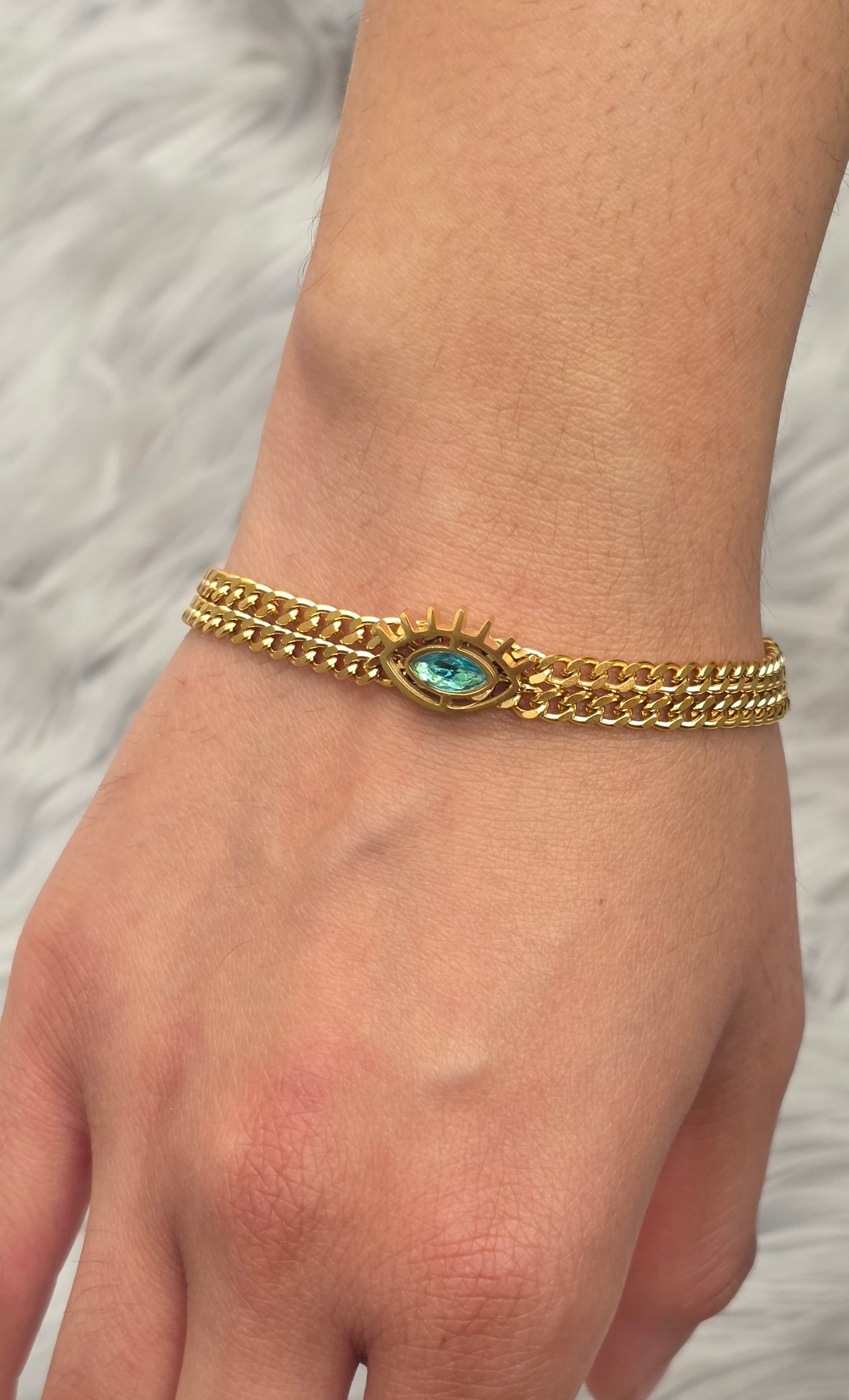 Chain Link Bracelet Blue – 18K Gold Plated, Waterproof &amp; Hypoallergenic