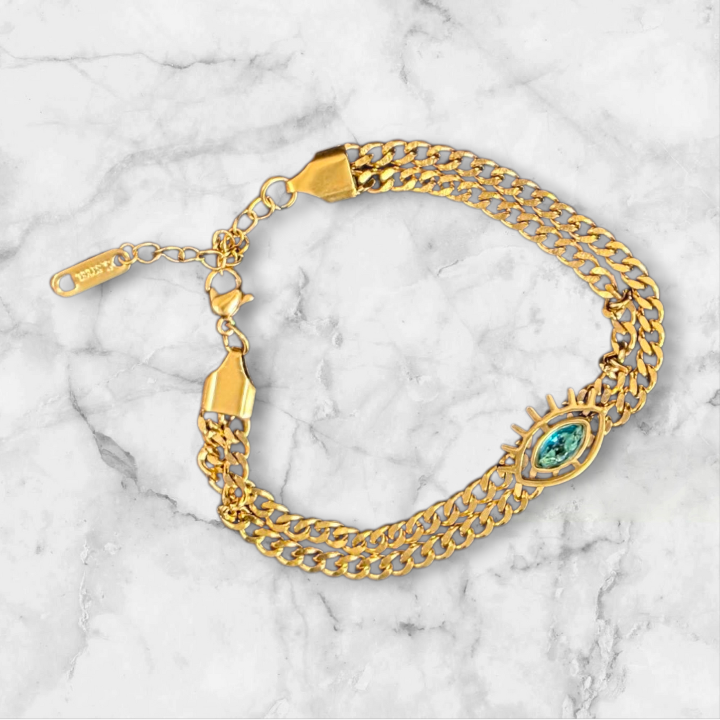 Chain Link Bracelet Blue – 18K Gold Plated, Waterproof &amp; Hypoallergenic
