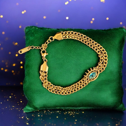 Chain Link Bracelet Blue – 18K Gold Plated, Waterproof &amp; Hypoallergenic