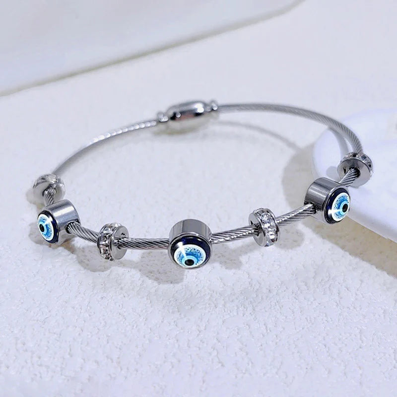 18 CT Silver Plated Evil Eye Bracelet – Waterproof & Hypoallergenic
