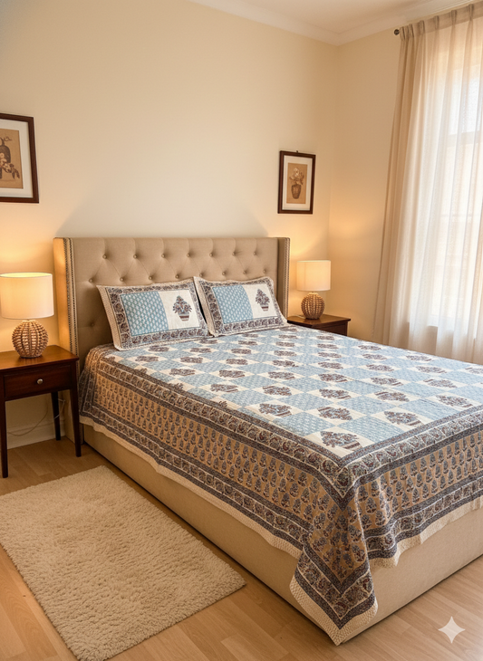 Jaipur 100% Pure Cotton Bedsheet Set
