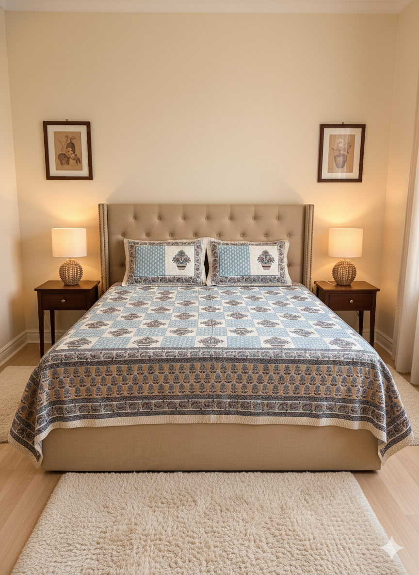 Jaipur 100% Pure Cotton Bedsheet Set