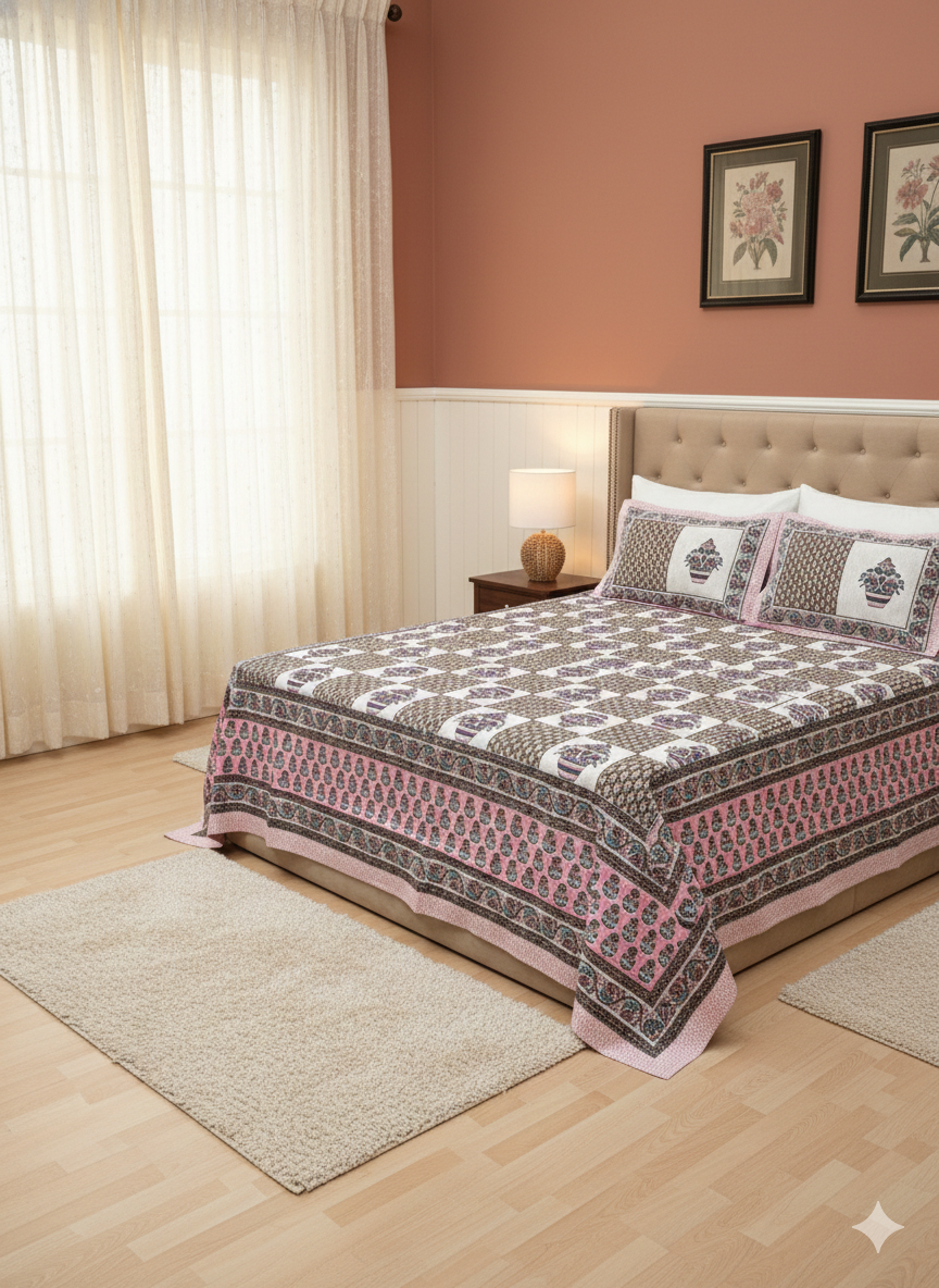Jaipur 100% Pure Cotton Bedsheet Set