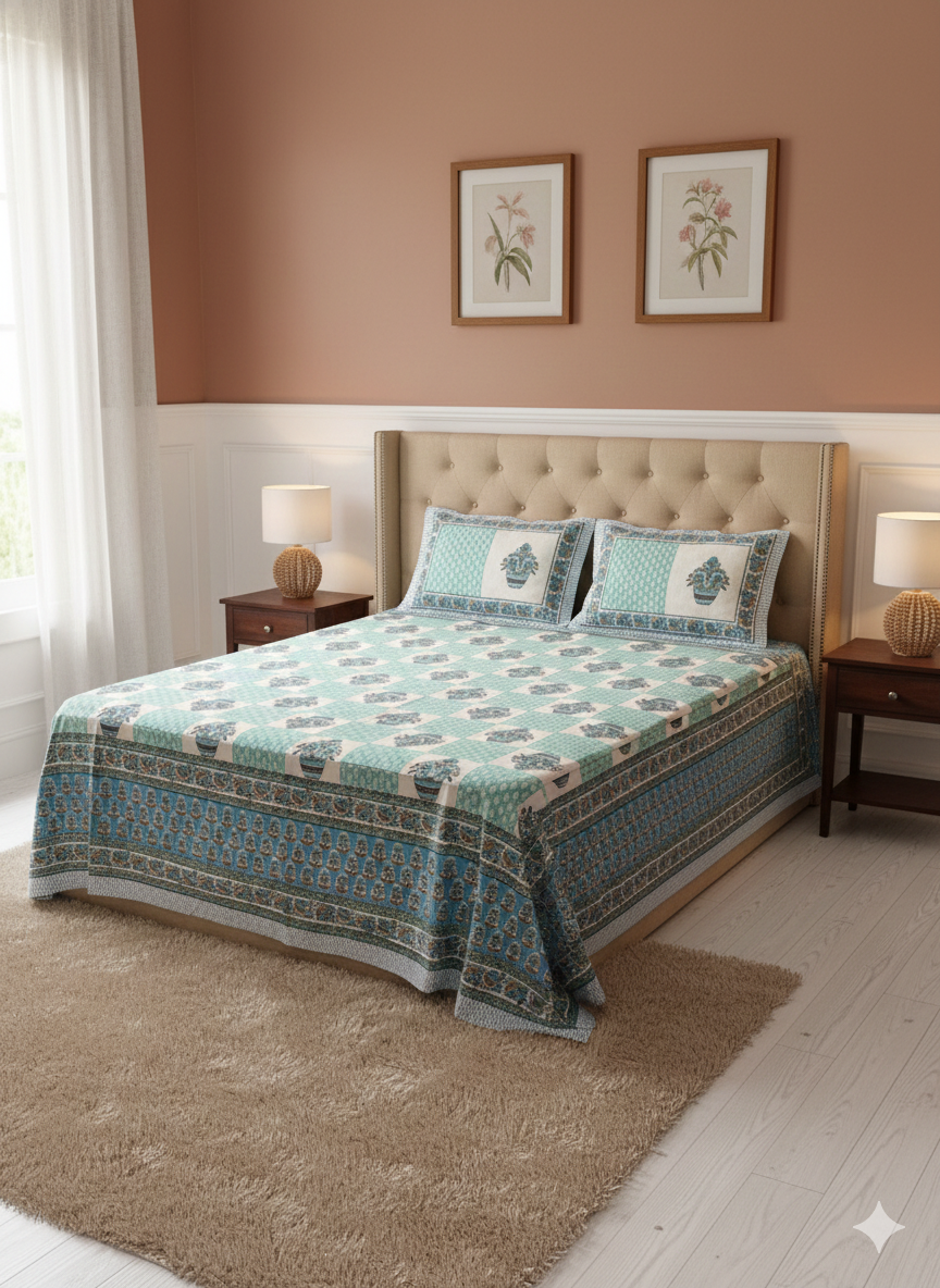 Jaipur 100% Pure Cotton Bedsheet Set