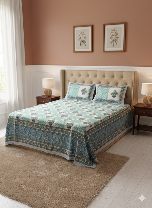 Jaipur 100% Pure Cotton Bedsheet Set