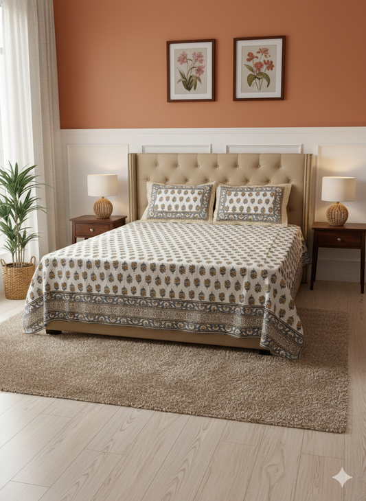 Jaipur 100% Pure Cotton Bedsheet Set