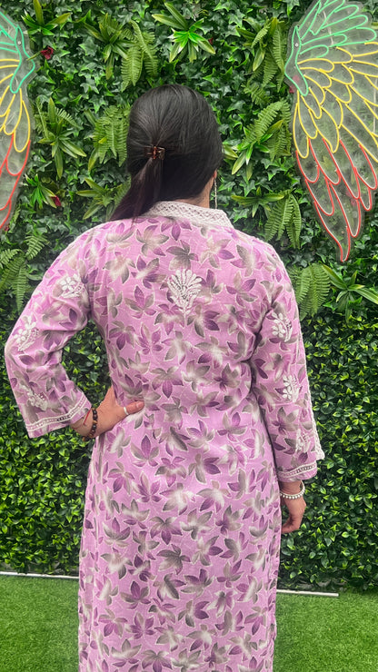 Mulmul Cotton Kurta & Pant Set in Chikankari Handwork