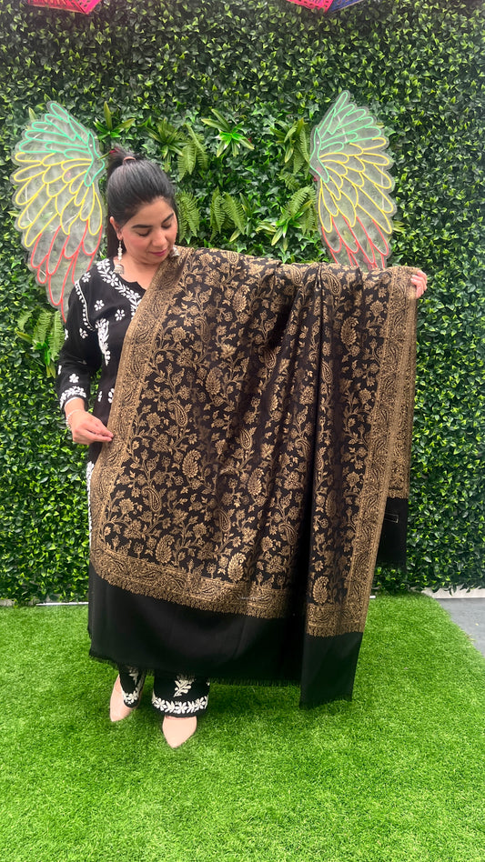 Pure Wool Shawl with Zari Work