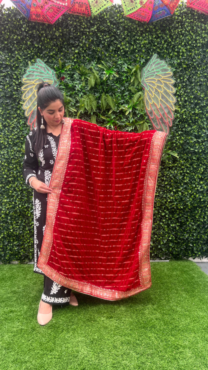 Luxurious Velvet Shawl with intricate detailing