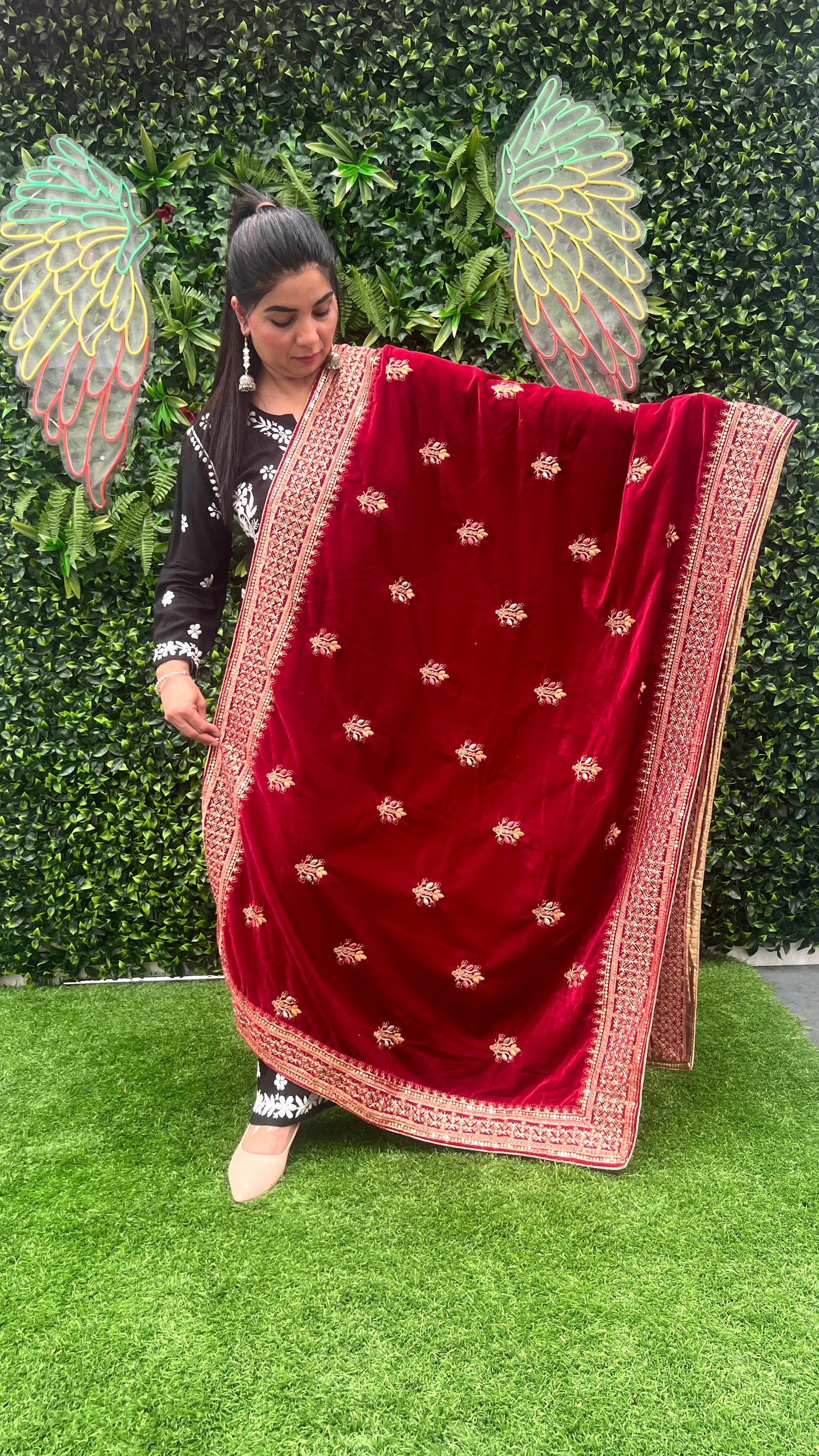 Luxurious Velvet Shawl with intricate detailing