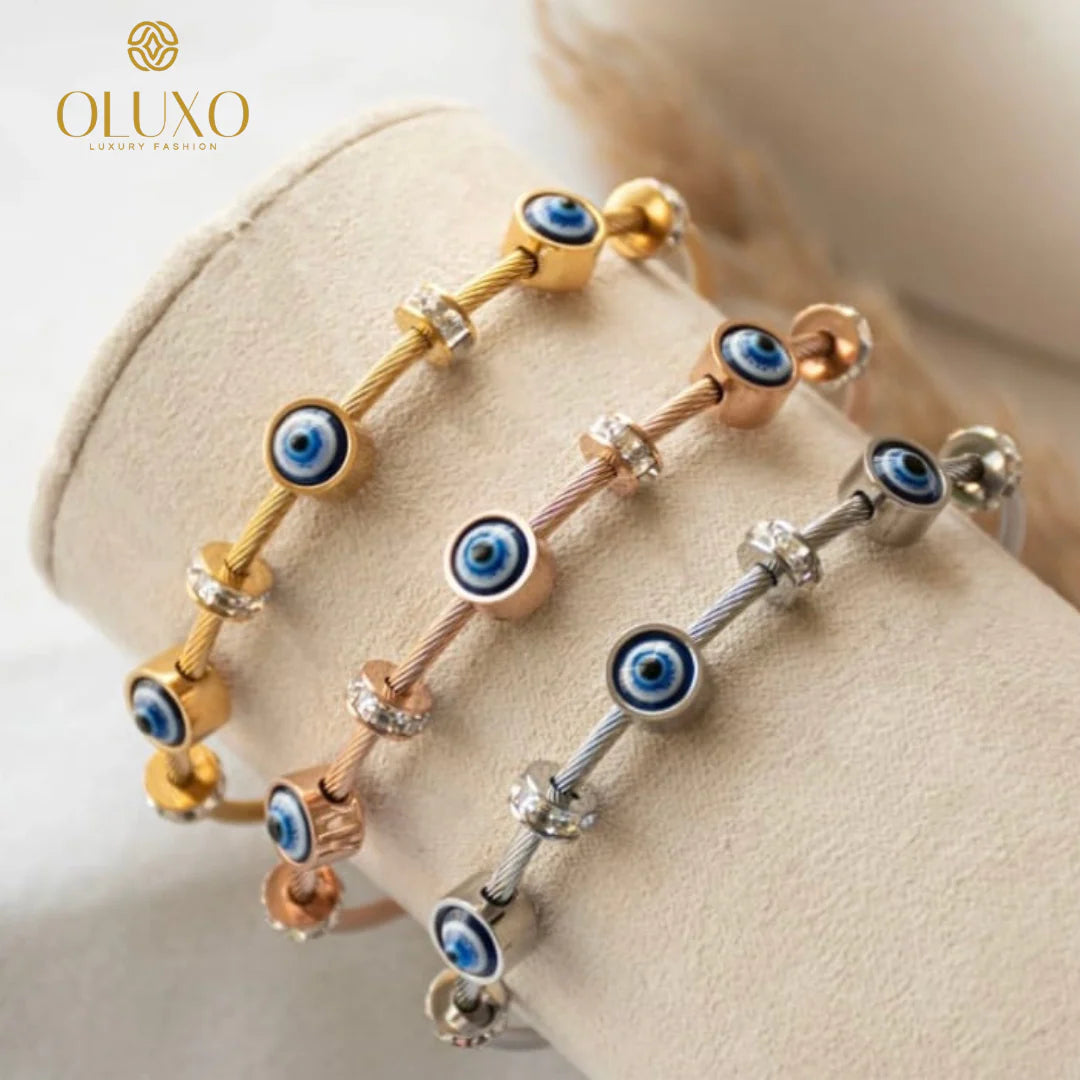 18 CT Silver Plated Evil Eye Bracelet – Waterproof & Hypoallergenic