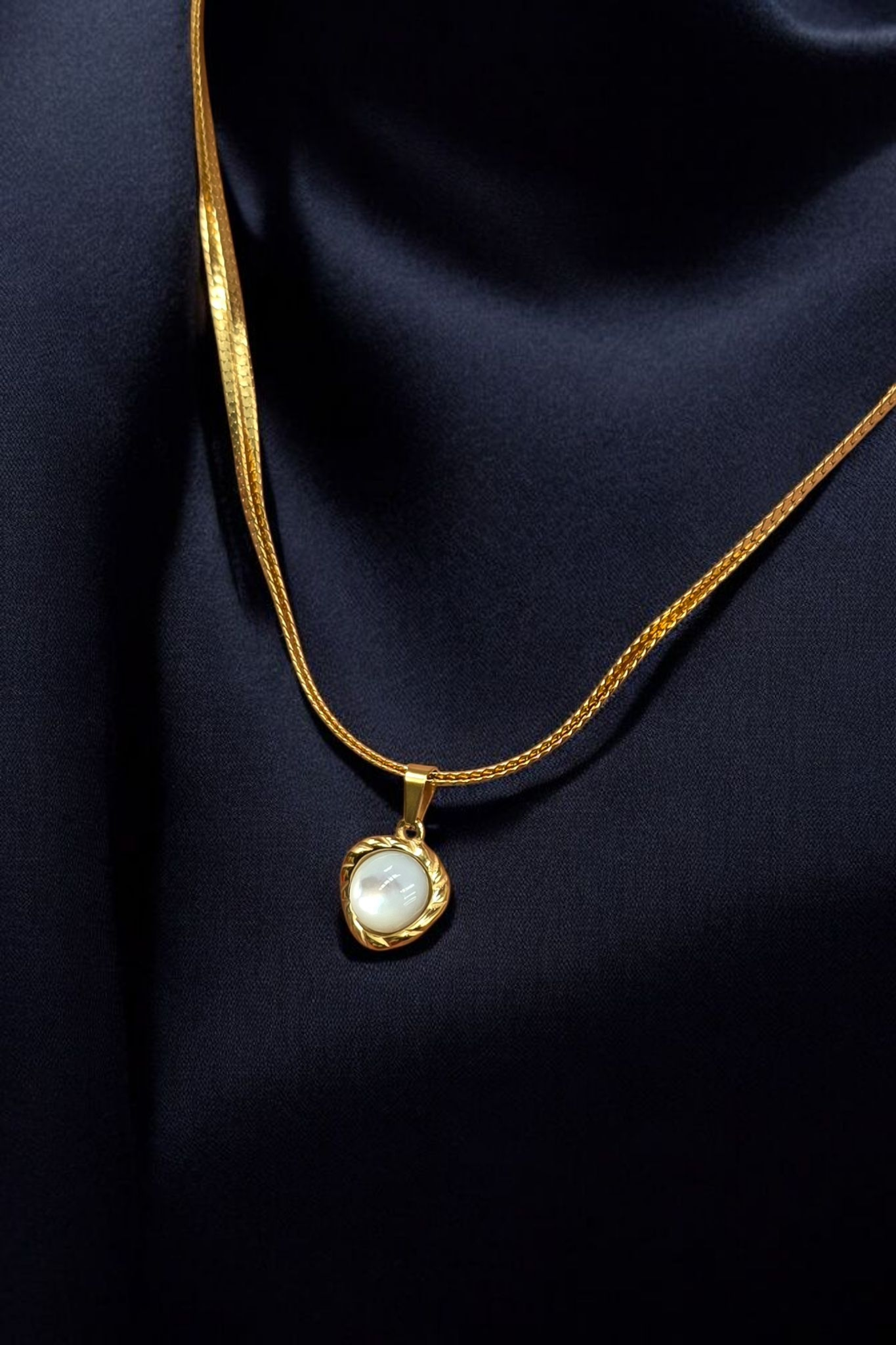 18K Gold Plated Double Chain with Pearl Hanging
