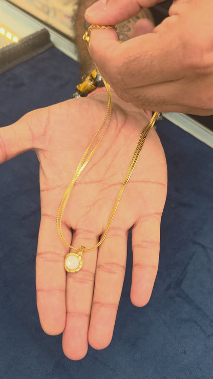 18K Gold Plated Double Chain with Pearl Hanging