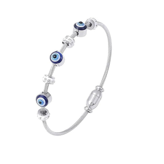 18 CT Silver Plated Evil Eye Bracelet – Waterproof & Hypoallergenic